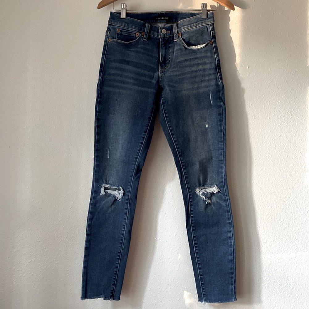 Lucky Brand Skinny Ava Jeans Distressed Raw Hem Women’s Size 6